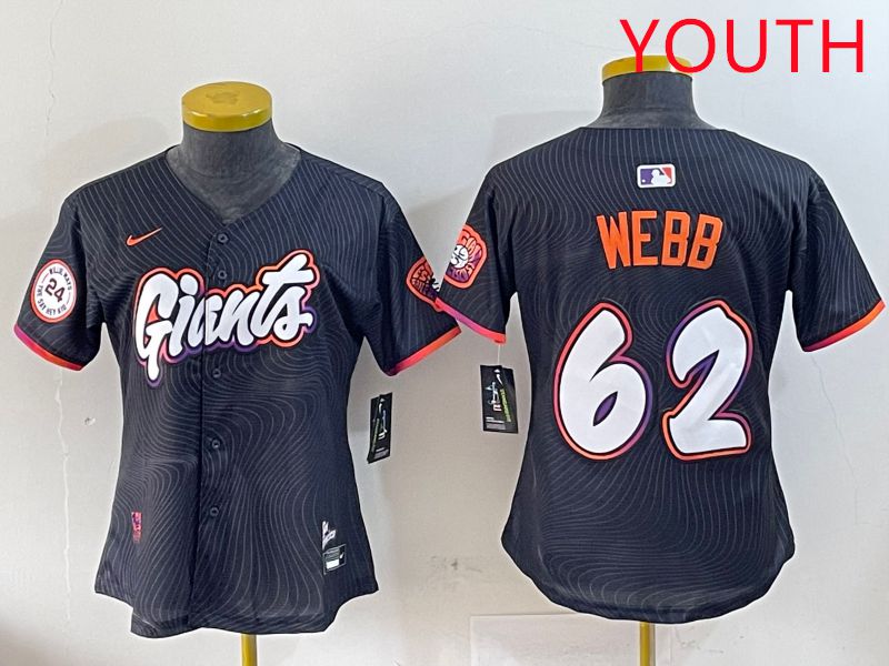 Youth San Francisco Giants #62 Webb Black Joint Name Nike 2025 MLB Jersey style 2